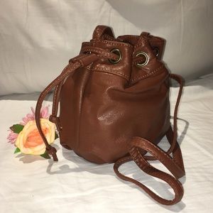 NEW Leather Bucket Drawstring Bag